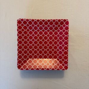 Sur La Table Melamine Plates Set of 10 | Red White Pattern 8” Square Picnic Outd